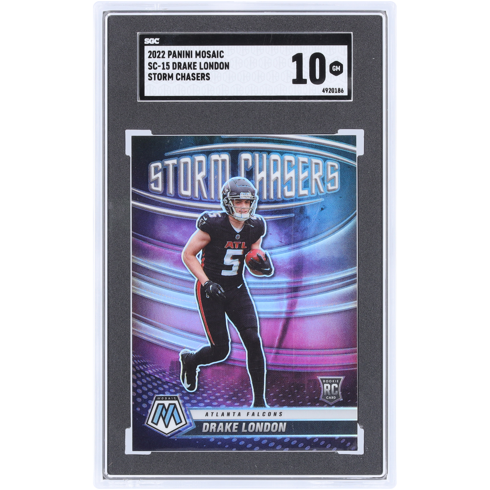 Drake London Atlanta Falcons 2022 Panini Mosaic Storm Chasers #SC-15 SGC Authenticated 10 Rookie Card - Image 4