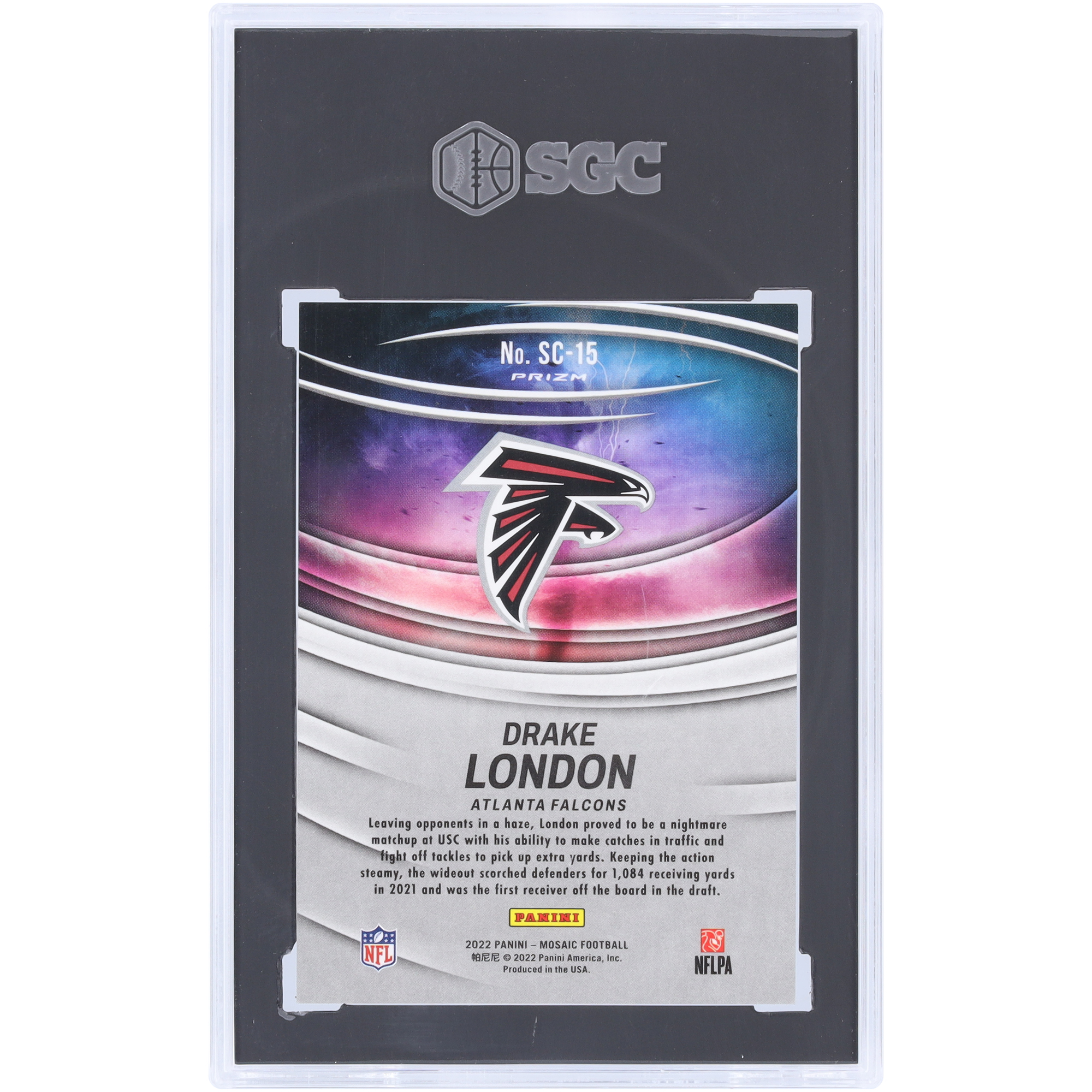 Drake London Atlanta Falcons 2022 Panini Mosaic Storm Chasers #SC-15 SGC Authenticated 10 Rookie Card - Image 5
