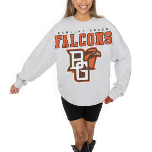 Women's Gameday Couture Ash Bowling Green St. Falcons Big Goals Relaxed Fit French Terry Pullover Sweatshirt