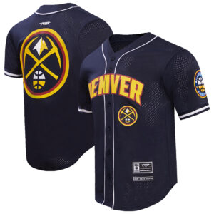 Men's Pro Standard Navy Denver Nuggets Classic Mesh V-Neck Button-Up Shirt