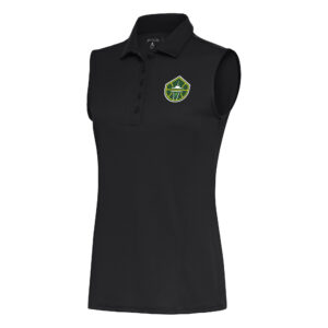 Women's Antigua Black Seattle Storm Tribute Sleeveless Polo