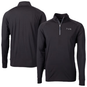 Men's Cutter & Buck Black Atlanta Braves Adapt Eco Raglan Quarter-Zip Top