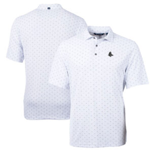 Men's Cutter & Buck White Boston Red Sox Big & Tall Virtue Eco Pique Tile Print Recycled Polo