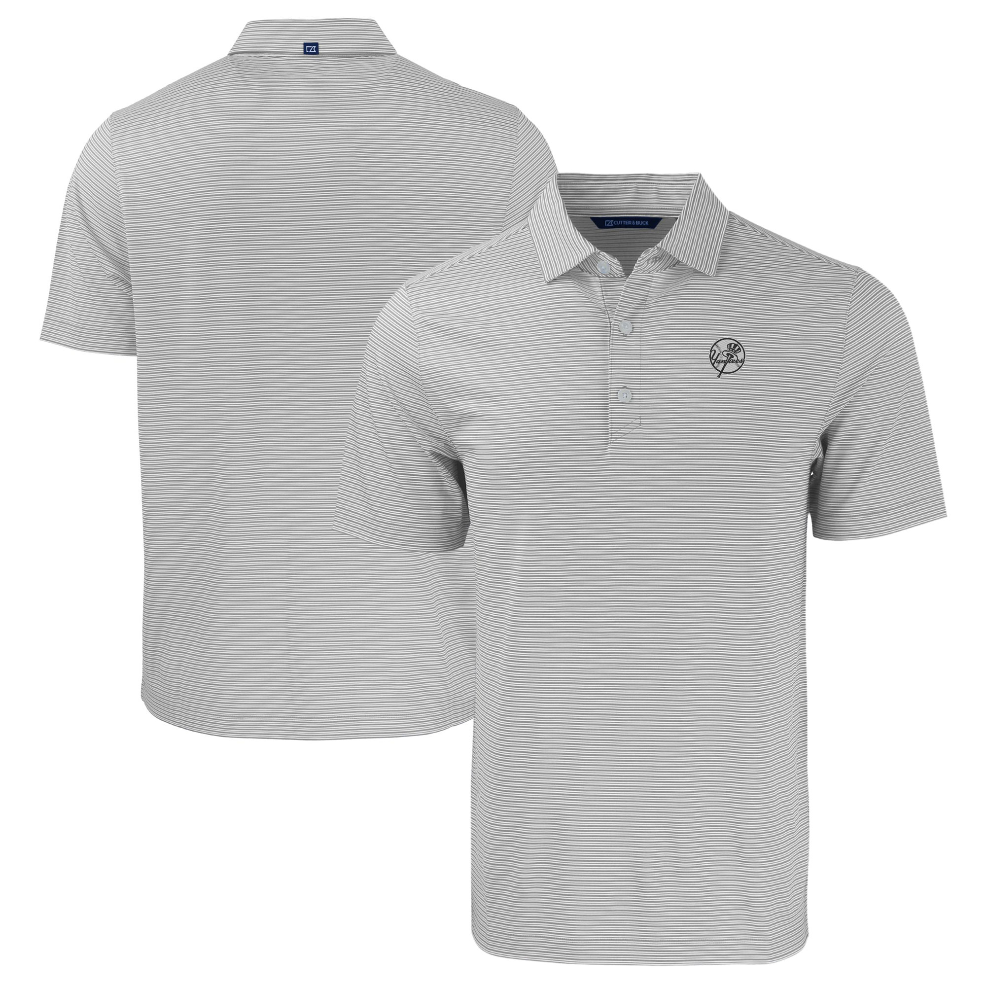 Men's Cutter & Buck Gray New York Yankees Big & Tall Forge Eco Double Stripe Stretch Recycled Polo - Image 2