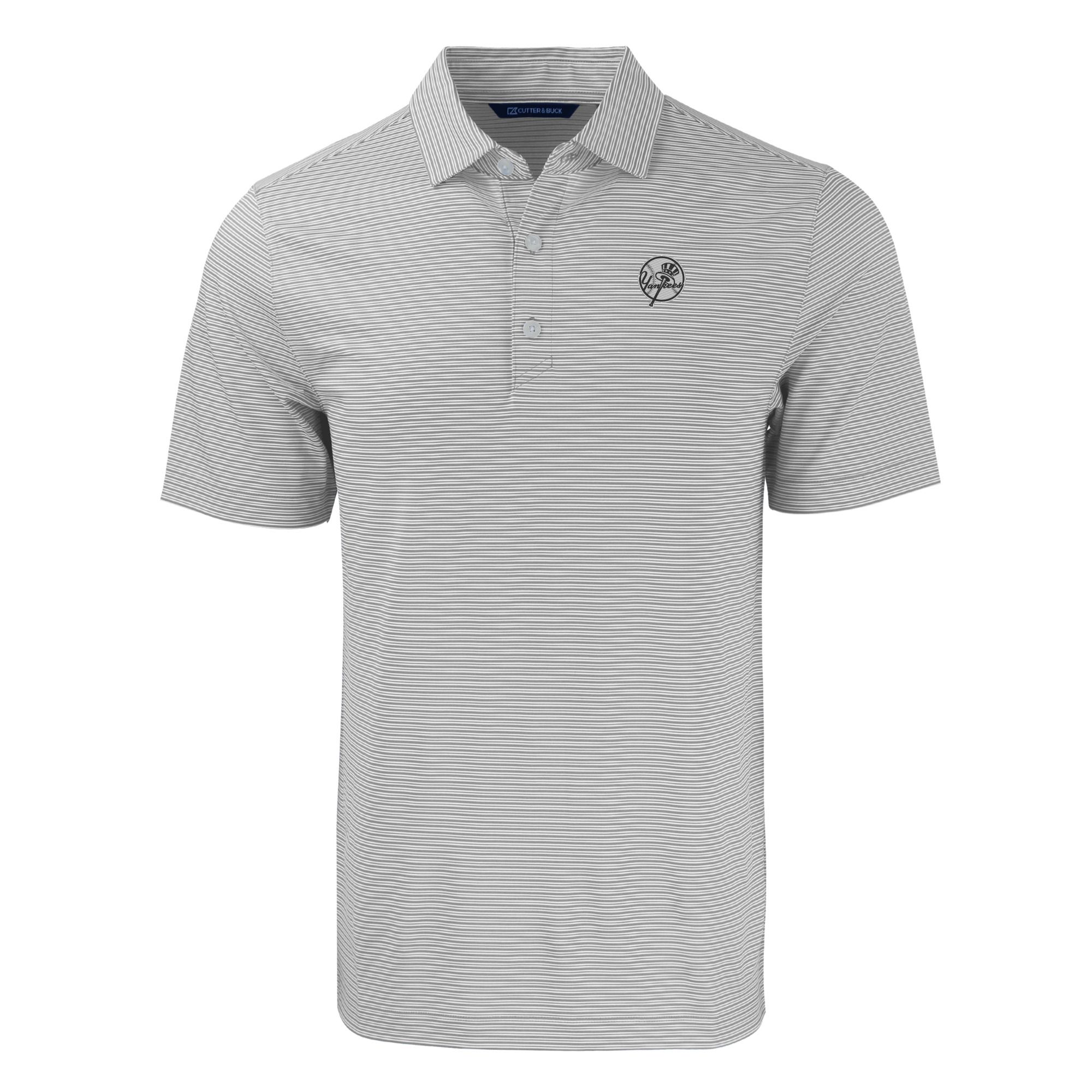 Men's Cutter & Buck Gray New York Yankees Big & Tall Forge Eco Double Stripe Stretch Recycled Polo - Image 3