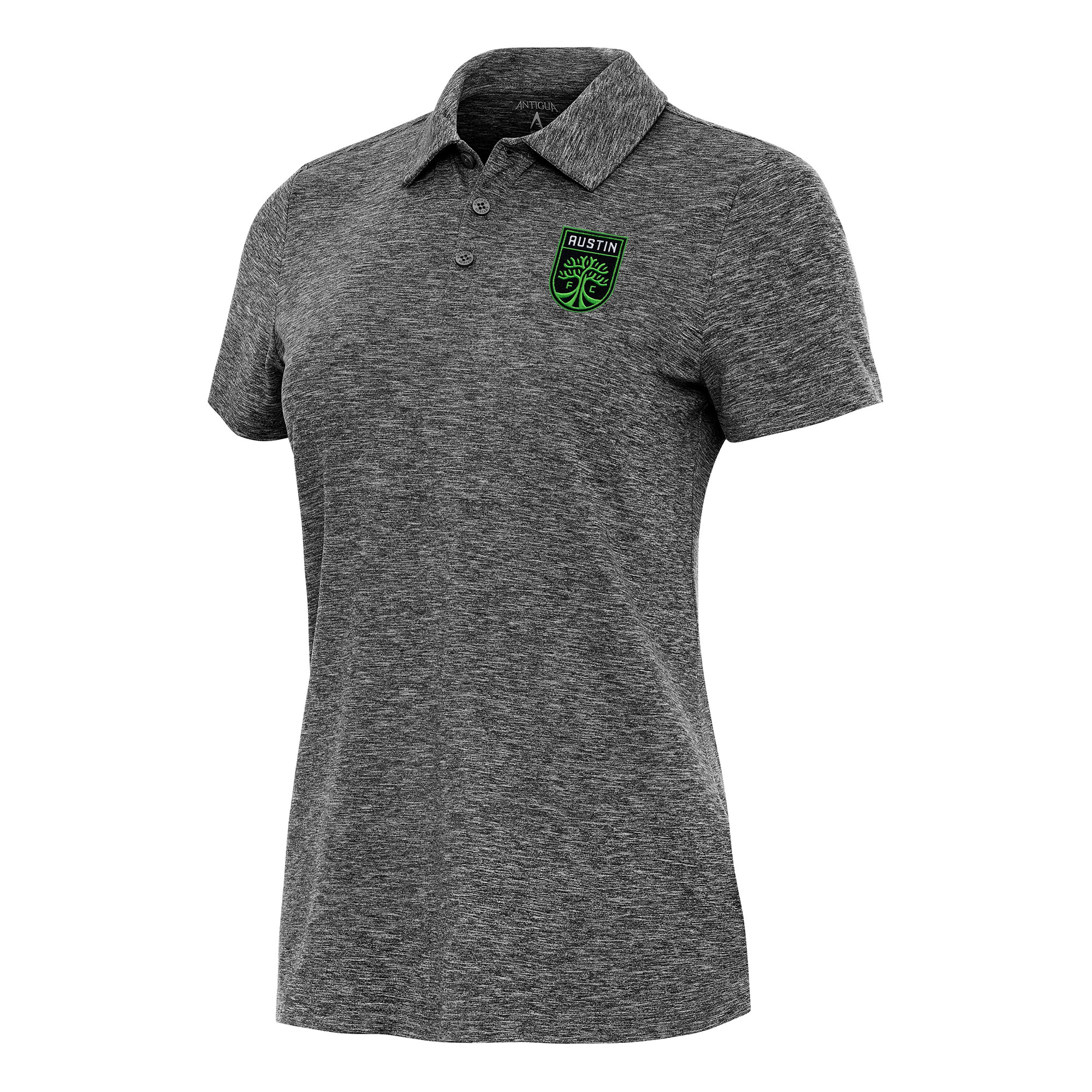Women's Antigua Heather Black Austin FC Matter Polo