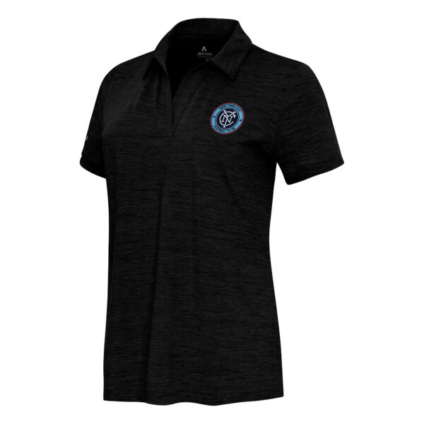 Women's Antigua Heather Black New York City FC Layout V-Neck Polo