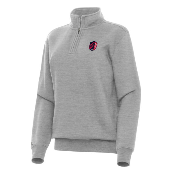 Women's Antigua Heather Gray St. Louis City SC Victory Quarter-Zip Pullover Top