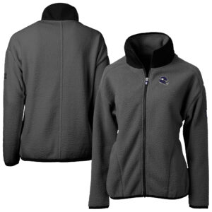Women's Cutter & Buck Charcoal Minnesota Vikings Helmet Cascade Eco Sherpa Fleece Full-Zip Jacket