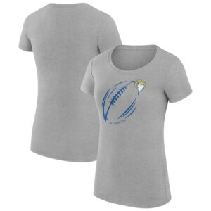 Women's G-III 4Her by Carl Banks Heather Gray Los Angeles Rams Subtle Football Fitted T-Shirt