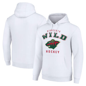 Men's Starter White Minnesota Wild  Logo Pullover Hoodie