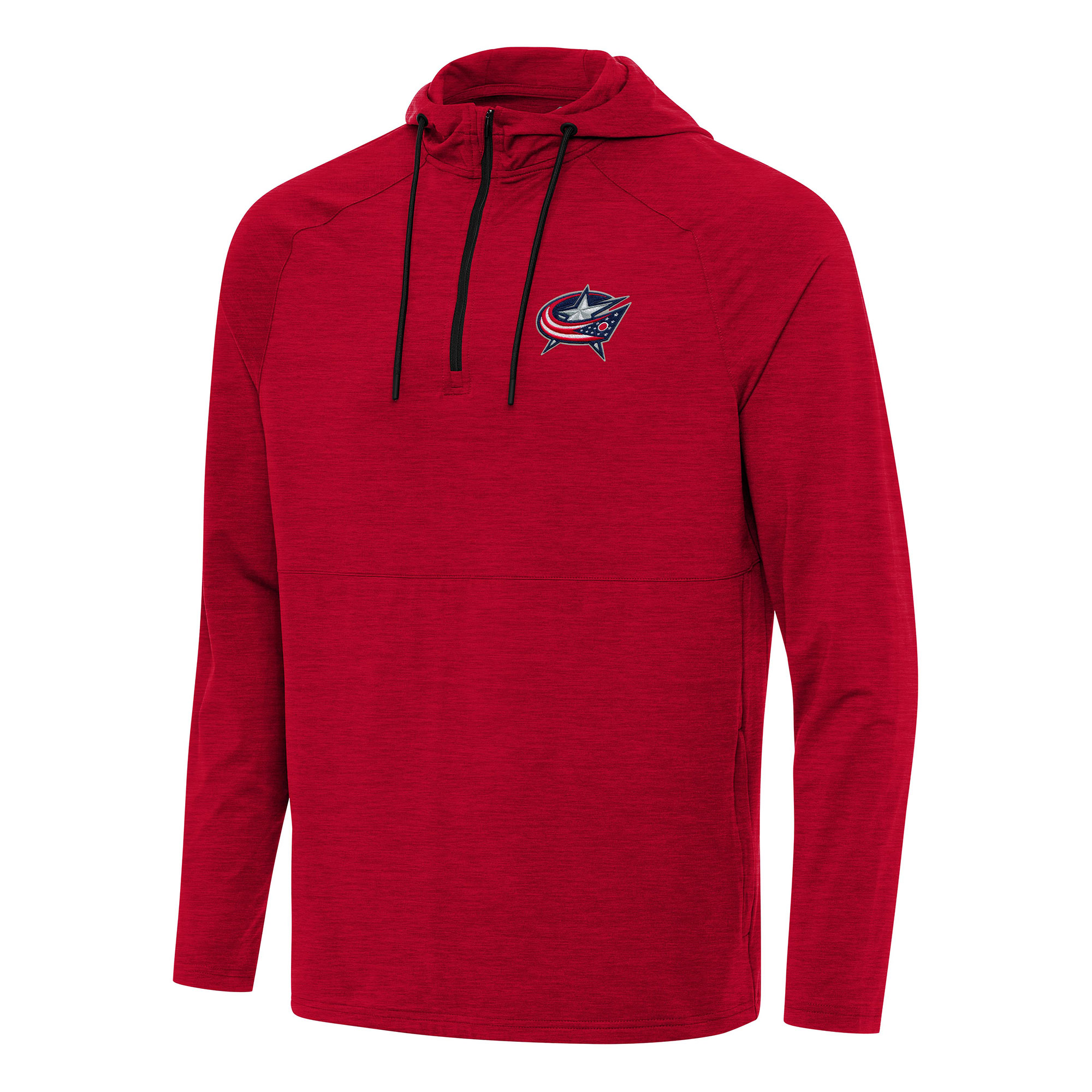 Men's Antigua Heather Red Columbus Blue Jackets Spikes Quarter-Zip Hoodie