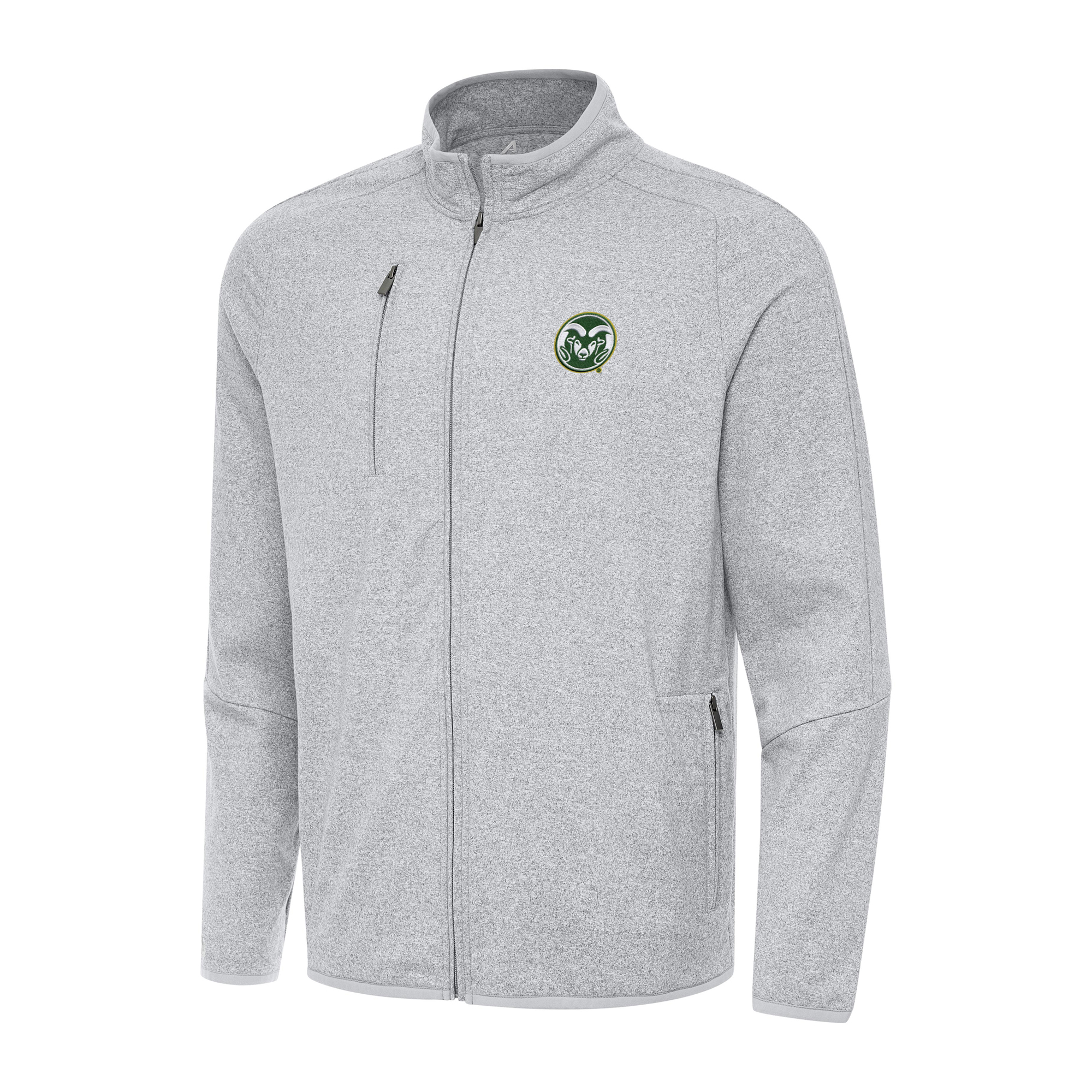 Men's Antigua Heather Gray Colorado State Rams Hold-Up Full-Zip Tri-Blend Jacket