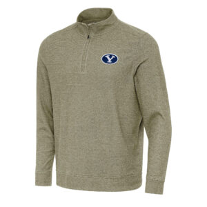Men's Antigua Olive BYU Cougars Subtle Quarter-Zip Sweatshirt