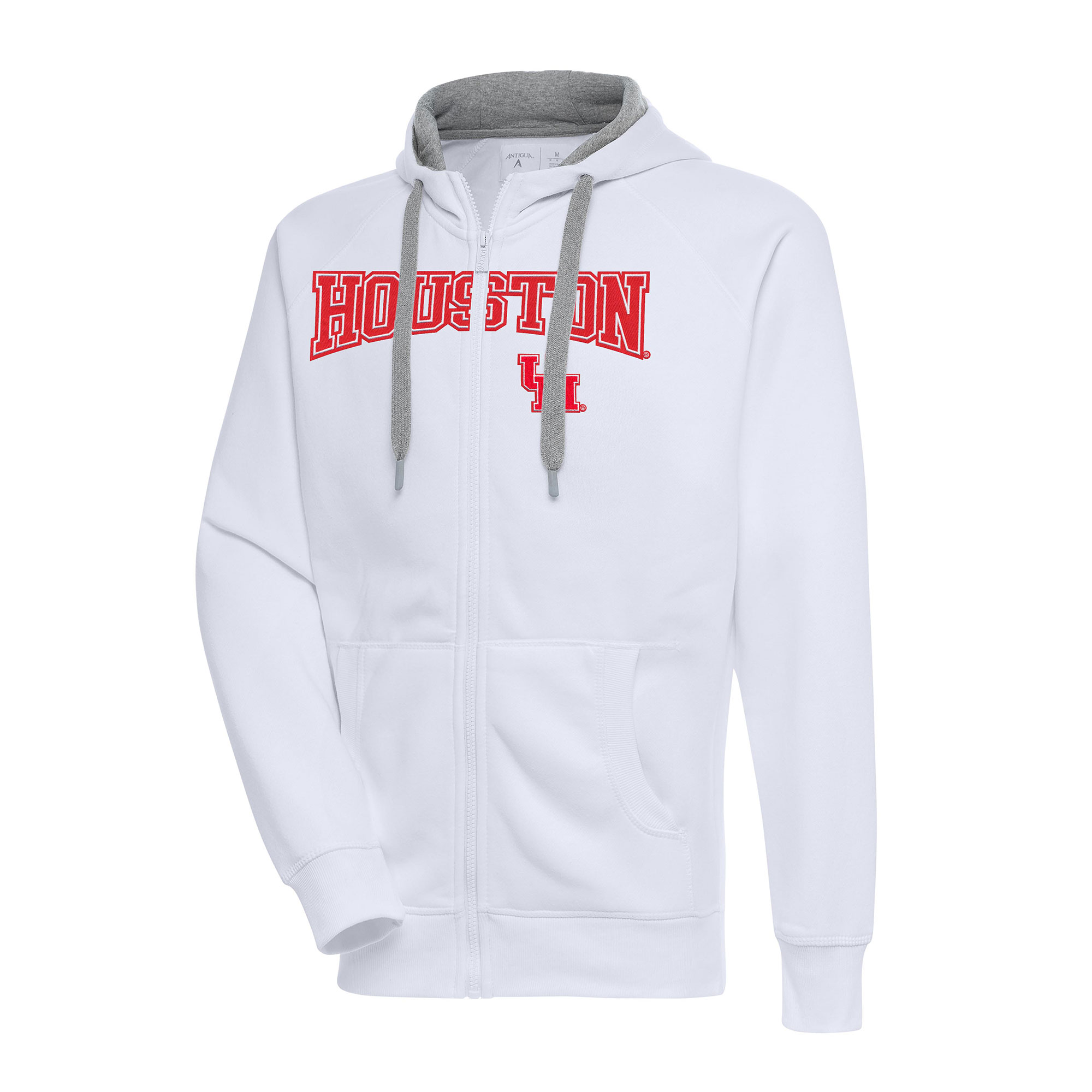 Men's Antigua White Houston Cougars Big & Tall Victory Raglan Full-Zip Hoodie Jacket
