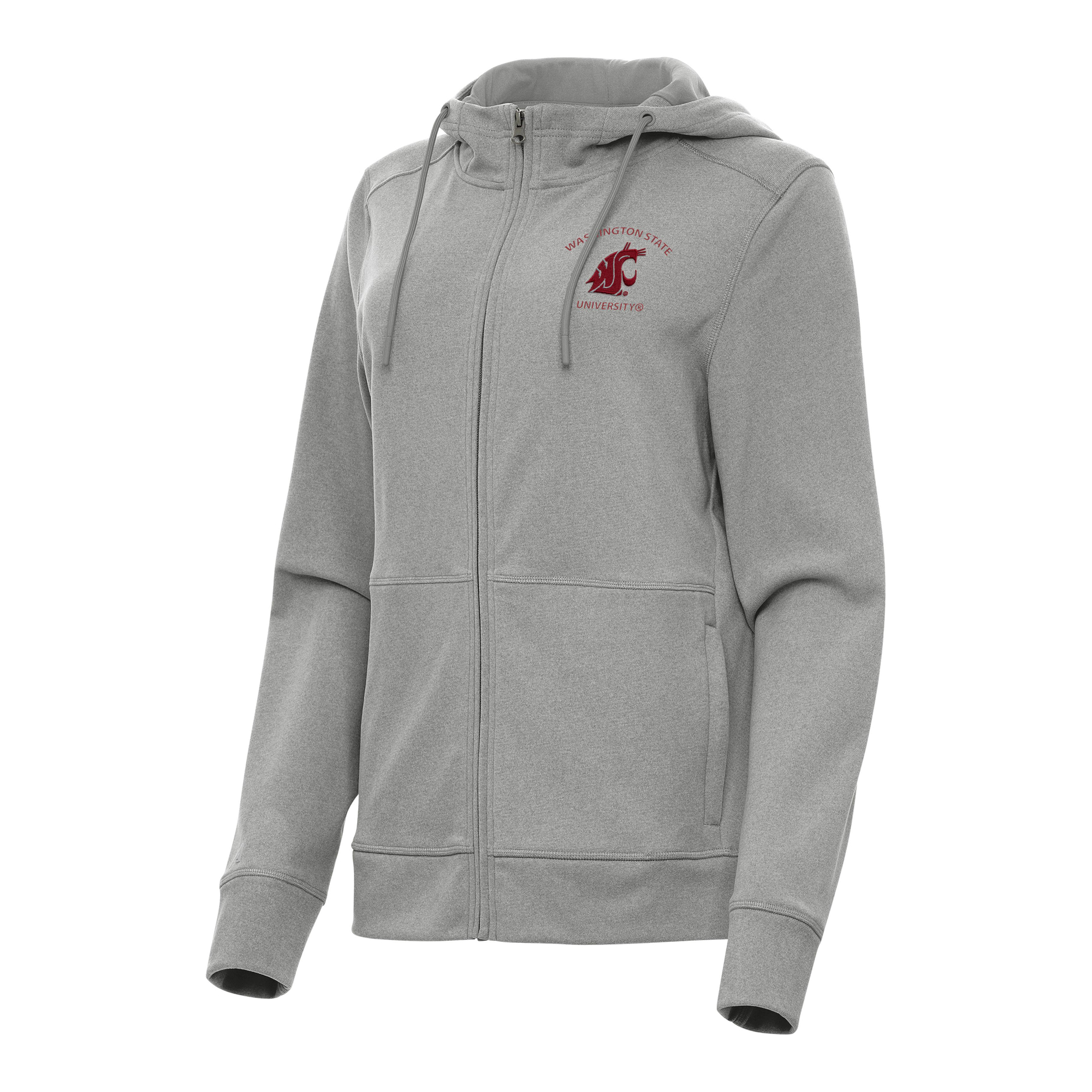 Women's Antigua Heather Gray Washington State Cougars Seeker Full-Zip Hoodie