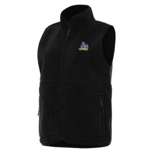 Women's Antigua  Black James Madison Dukes Nostalgic Full-Zip Vest