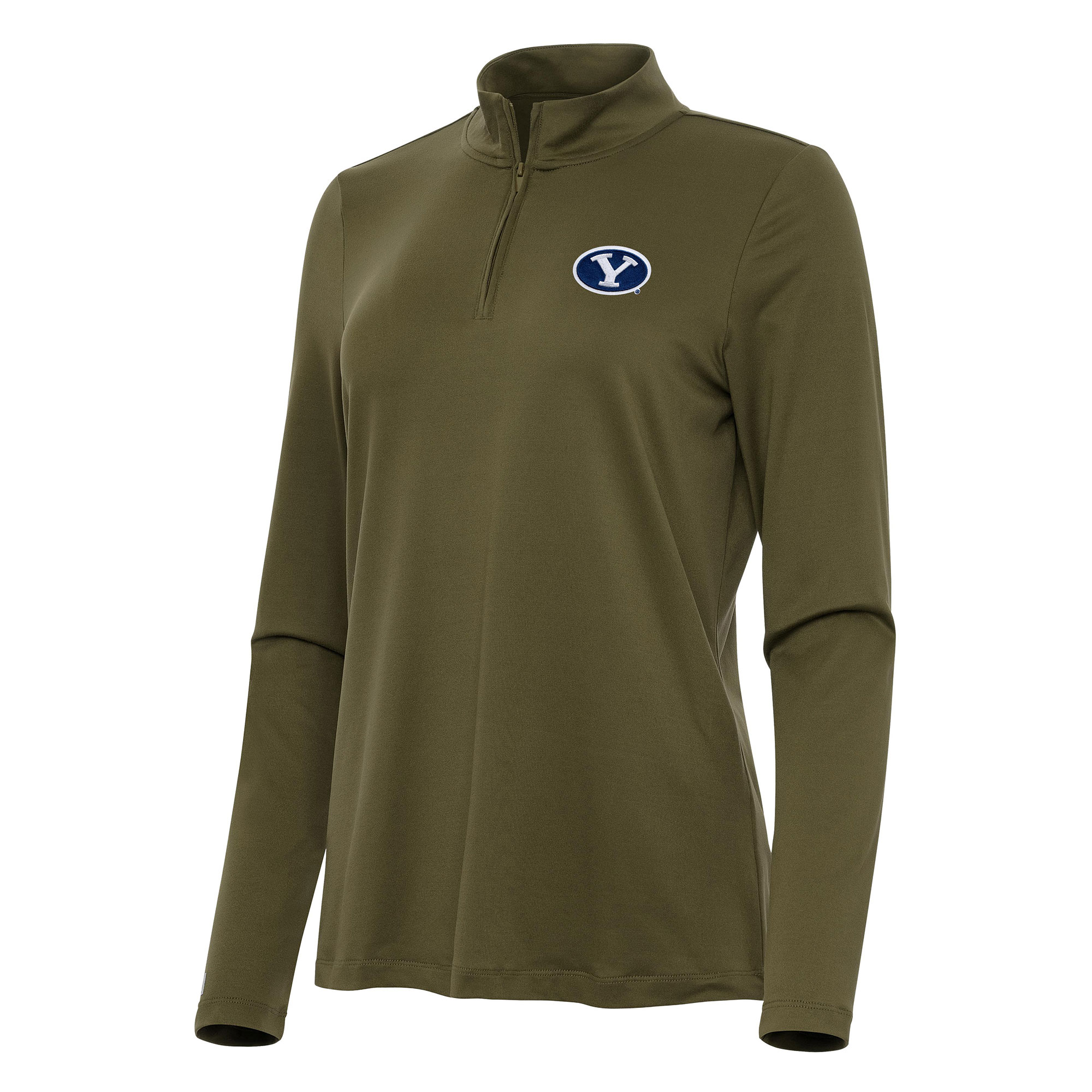 Women's Antigua Olive BYU Cougars Reprocess Quarter-Zip Top