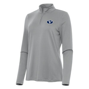 Women's Antigua Gray BYU Cougars Reprocess Quarter-Zip Top