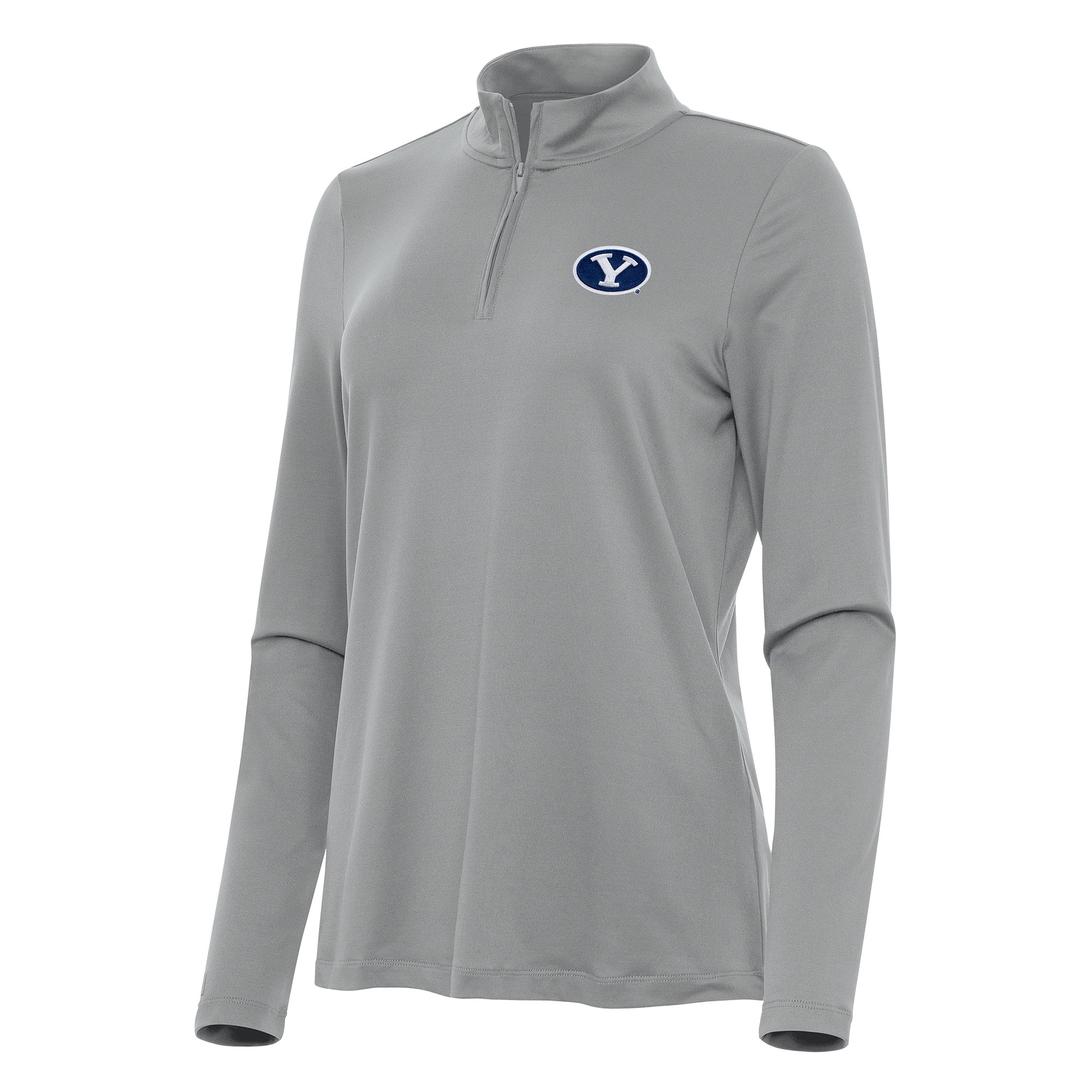 Women's Antigua Gray BYU Cougars Reprocess Quarter-Zip Top