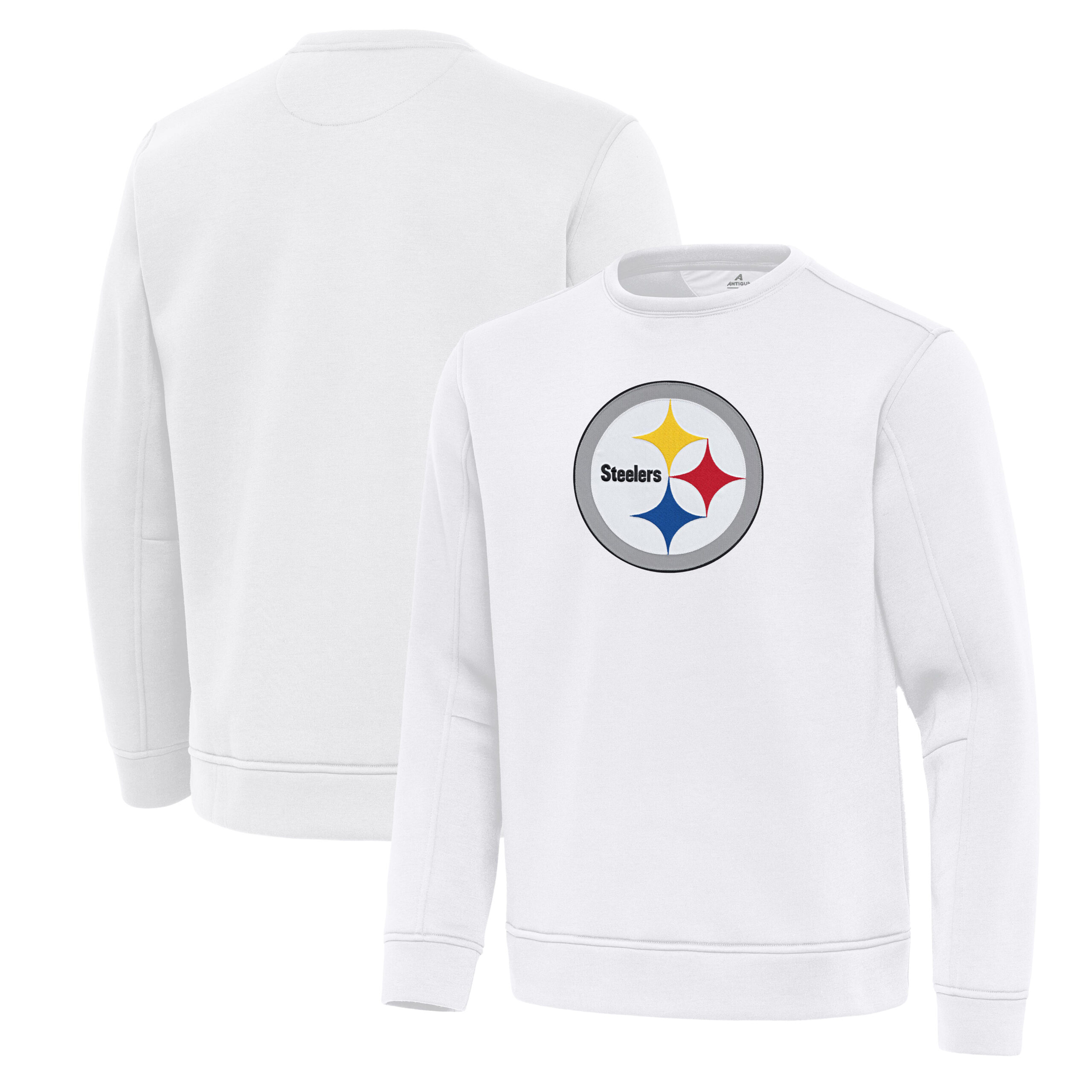 Men's Antigua White Pittsburgh Steelers Relevant Lightweight Pullover Sweatshirt