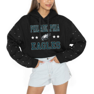Women's Gameday Couture Black Philadelphia Eagles Like A Star Scrunch Waist Pullover Hoodie