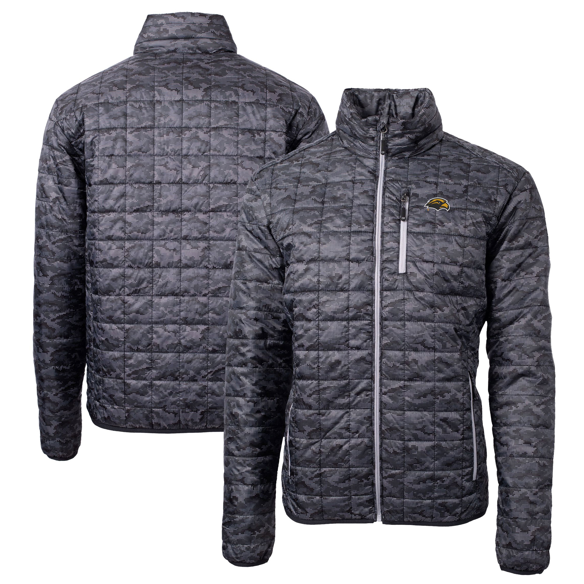 Men's Cutter & Buck Black Southern Miss Golden Eagles Rainier Primaloft Eco Full-Zip Hooded Jacket
