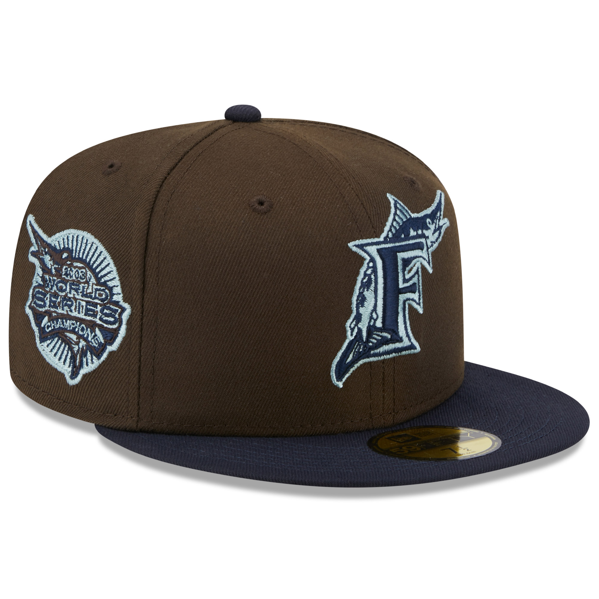 Men's New Era Brown/Navy Florida Marlins Walnut 9FIFTY Fitted Hat