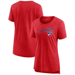 Women's Heather Red FC Dallas Rising Script Tri-Blend T-Shirt