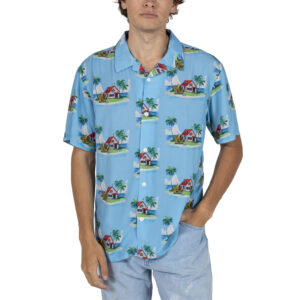 Men's BIOWORLD Blue Dragon Ball Z Kame House Button-Up Shirt
