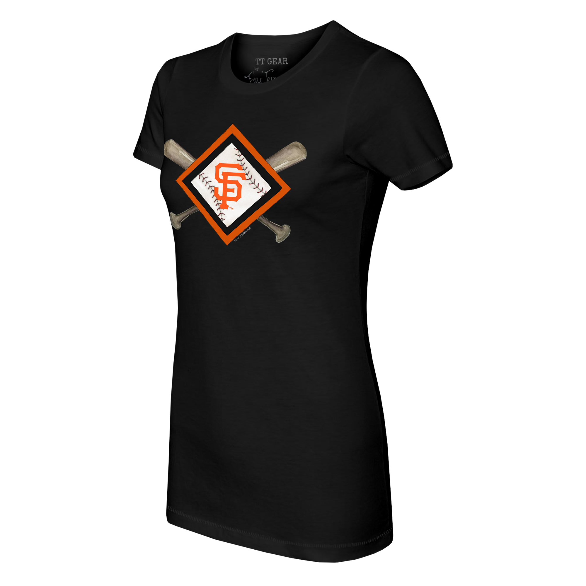 Women's Tiny Turnip Black San Francisco Giants Diamond Cross Bats T-Shirt - Image 3