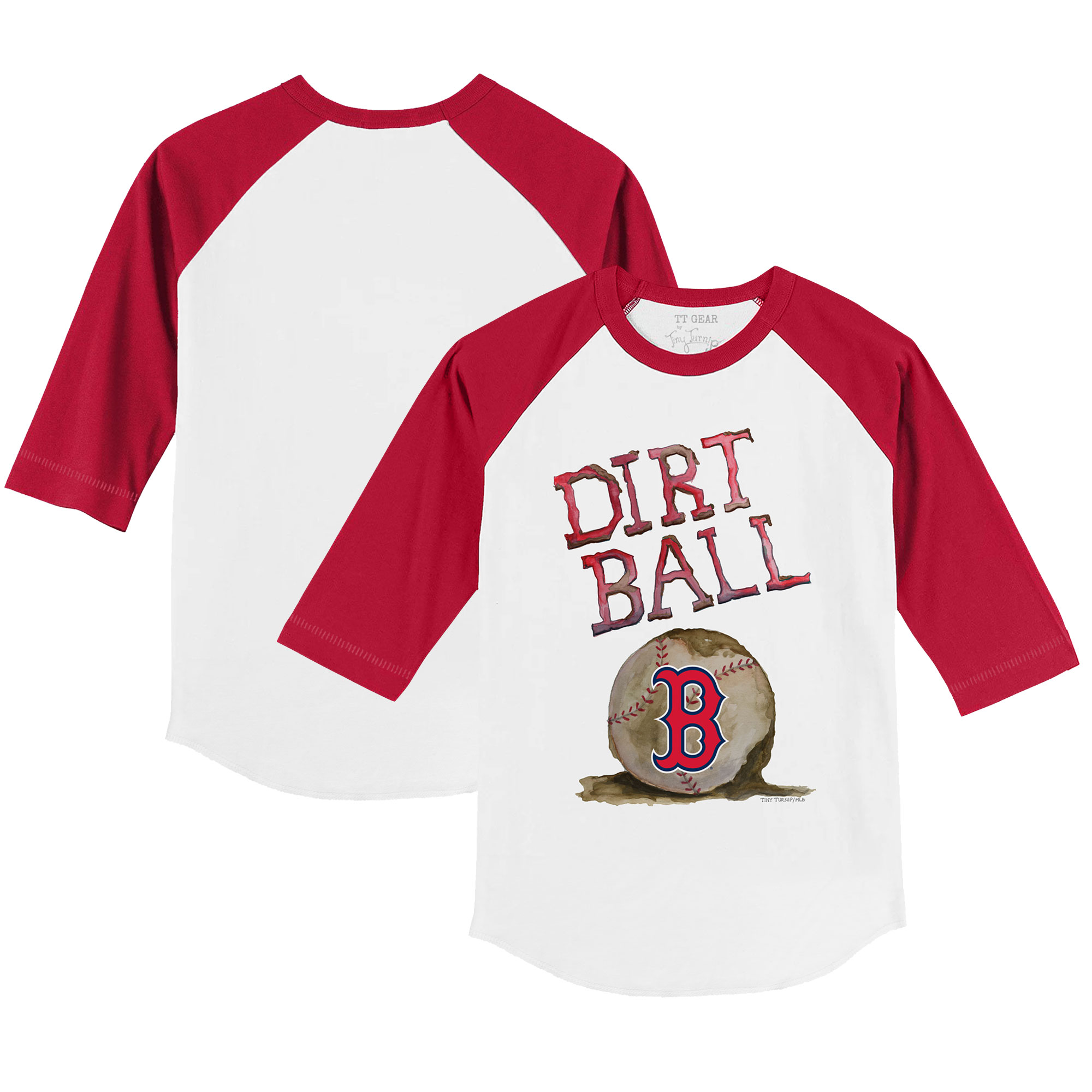 Toddler Tiny Turnip White/Red Boston Red Sox Dirt Ball 3/4-Sleeve Raglan T-Shirt