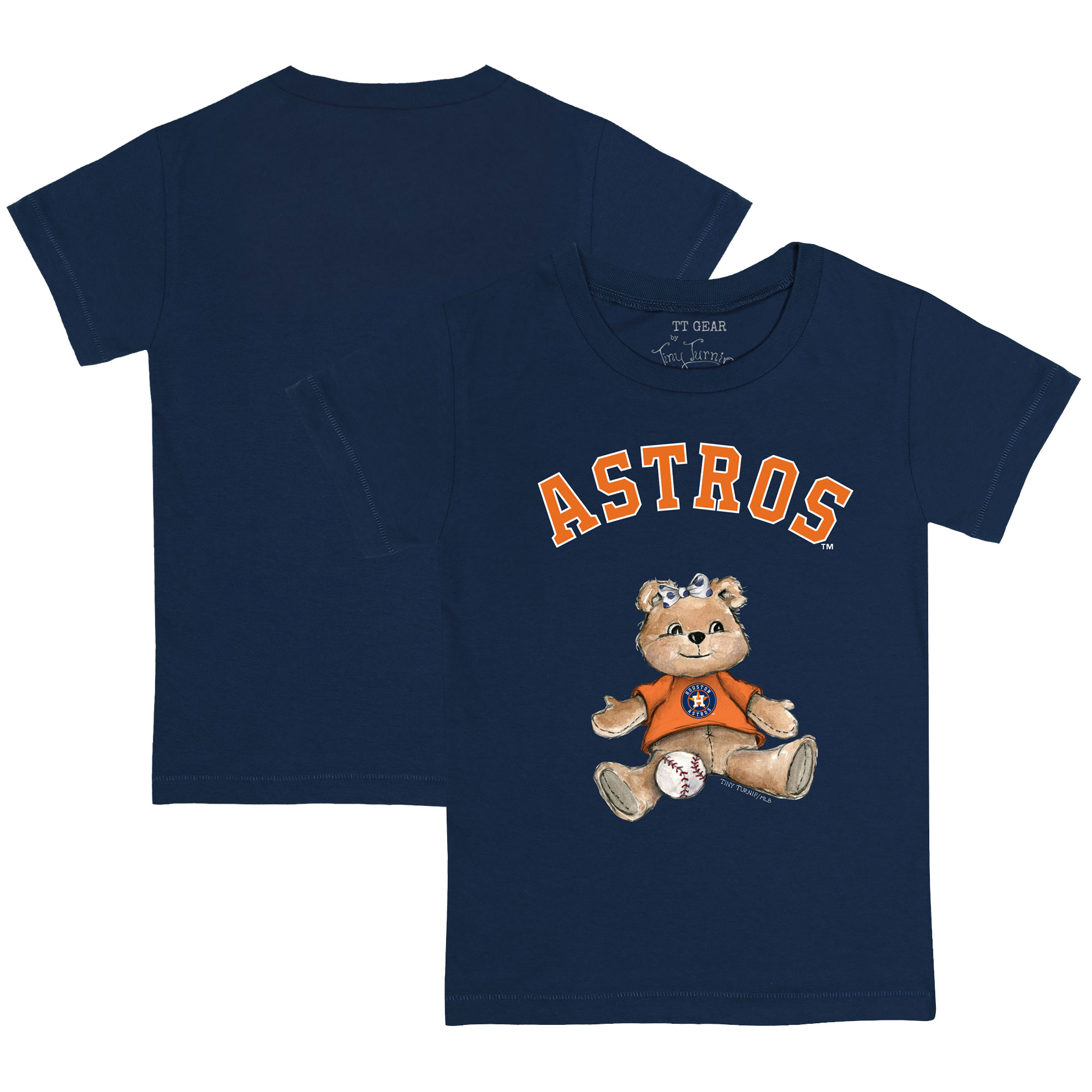 Toddler Tiny Turnip Navy Houston Astros Girl Teddy T-Shirt