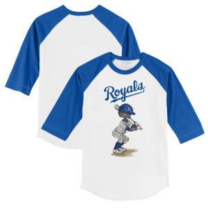 Toddler Tiny Turnip White/Royal Kansas City Royals James 3/4-Sleeve Raglan T-Shirt