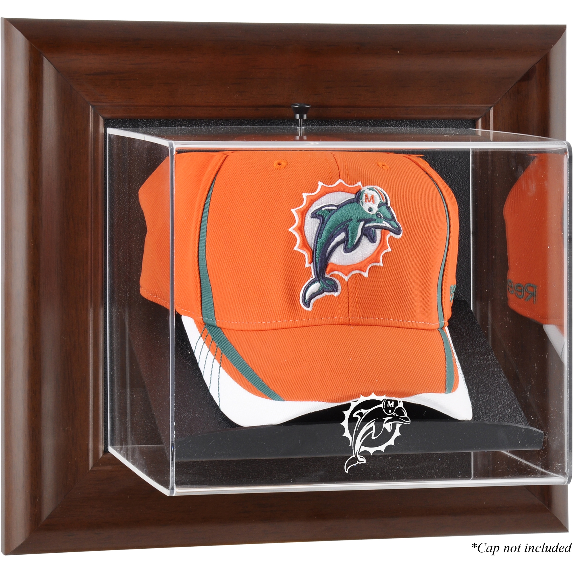 Miami Dolphins Brown Framed Wall-Mountable Baseball Cap Display Case
