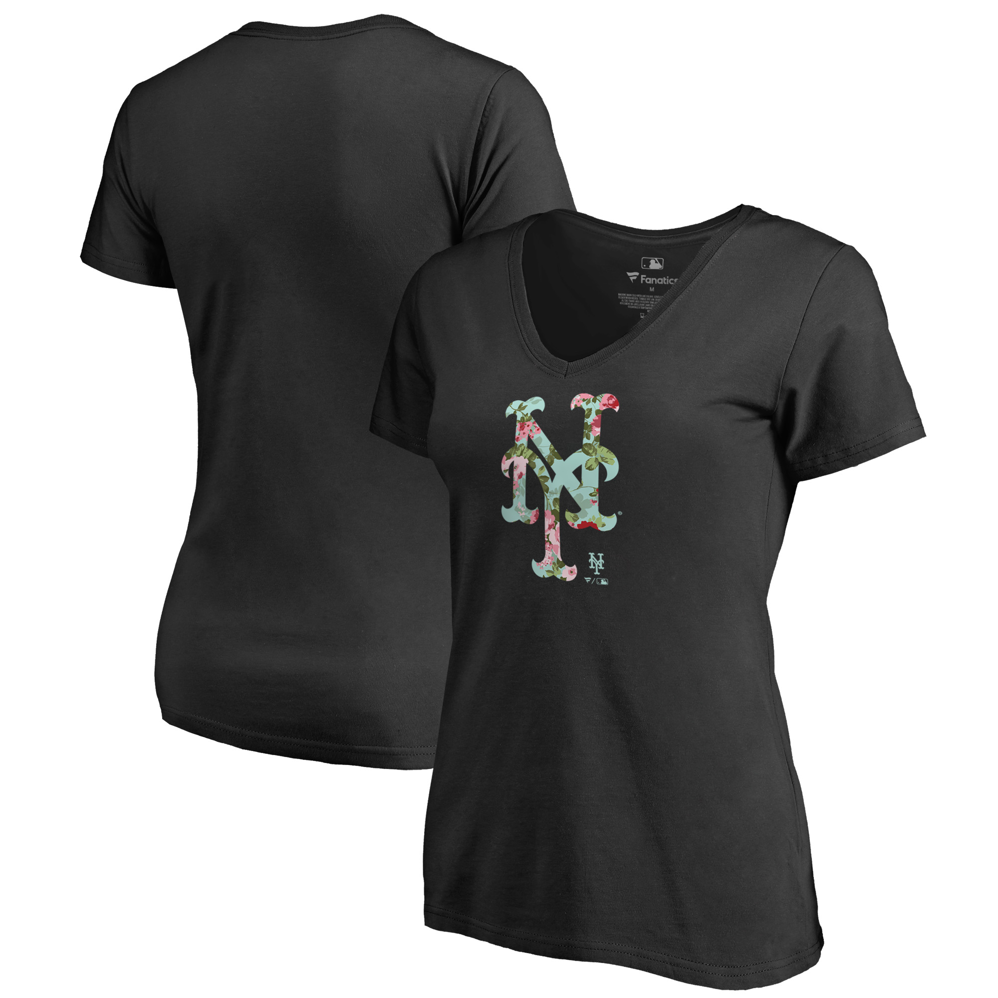 Women's Black New York Mets Lovely V-Neck T-Shirt - Image 2