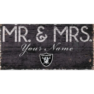 Las Vegas Raiders 12'' x 6'' Personalized Mr. & Mrs. Sign