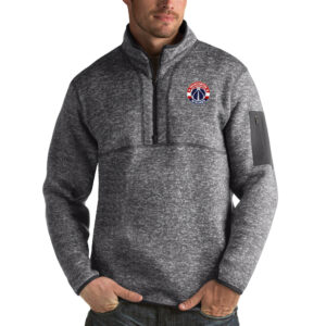 Men's Antigua Charcoal Washington Wizards Fortune Big & Tall Quarter-Zip Pullover Jacket