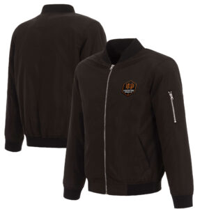 Men's JH Design Black Houston Dynamo Nylon Full-Zip Bomber Jacket