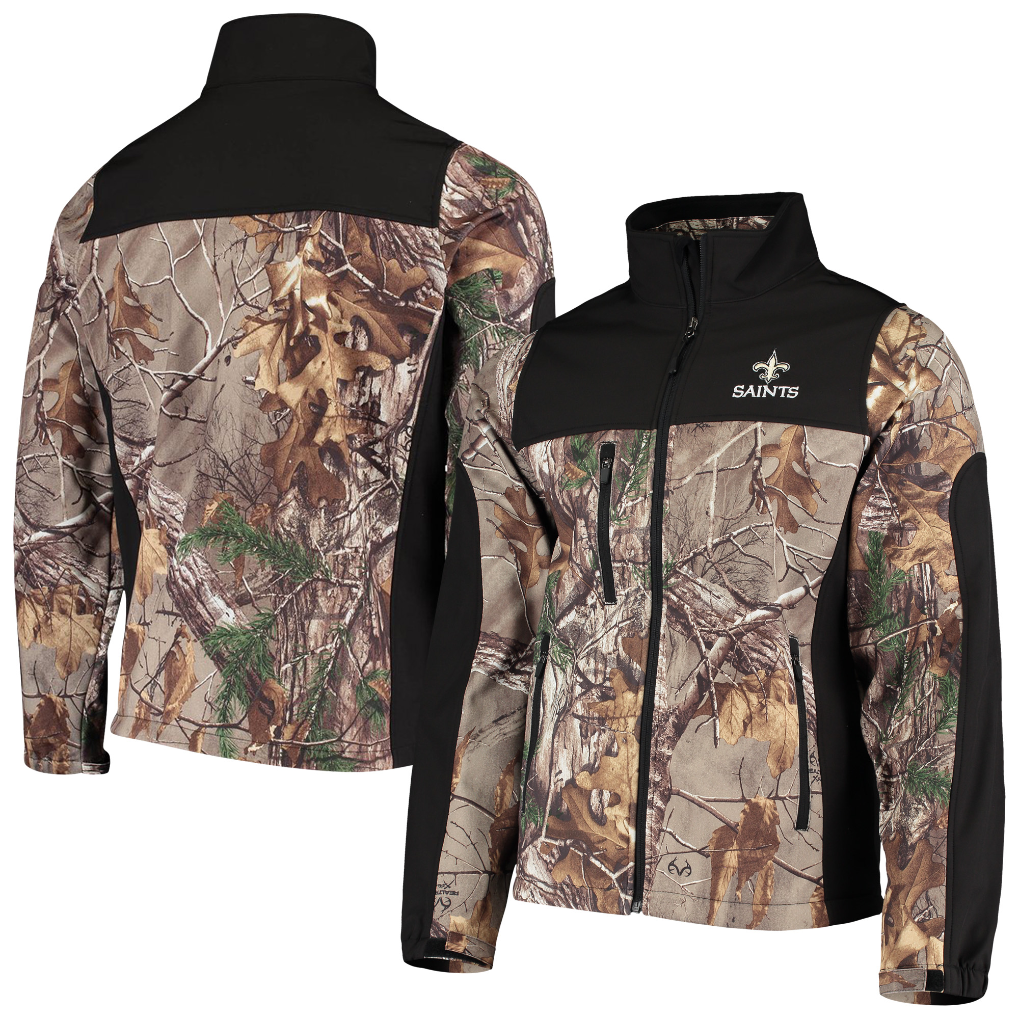 Men's Dunbrooke Realtree Camo/Black New Orleans Saints Circle Hunter Softshell Full-Zip Jacket - Image 2