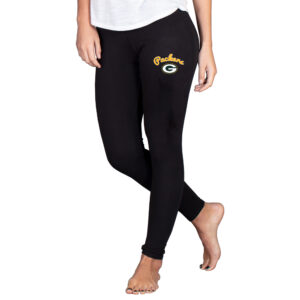 Women's Concepts Sport  Black Green Bay Packers Lightweight Fraction Lounge Leggings