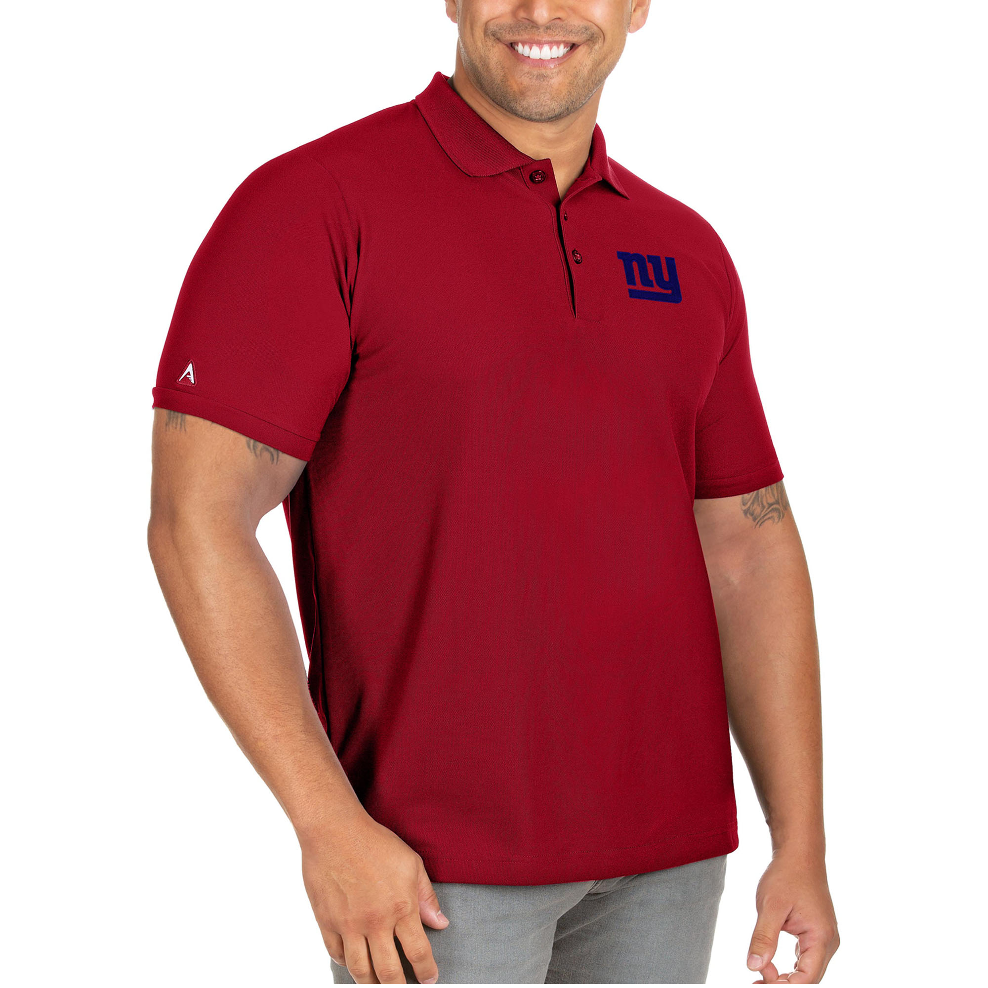Men's Antigua Red New York Giants Big & Tall Legacy Pique Polo - Image 6