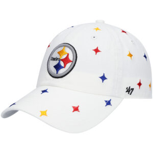 Women's '47 White Pittsburgh Steelers Multi Confetti Clean Up Adjustable Hat
