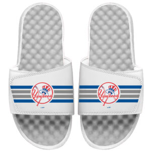 Men's ISlide White New York Yankees Varsity Stripes Slide Sandals