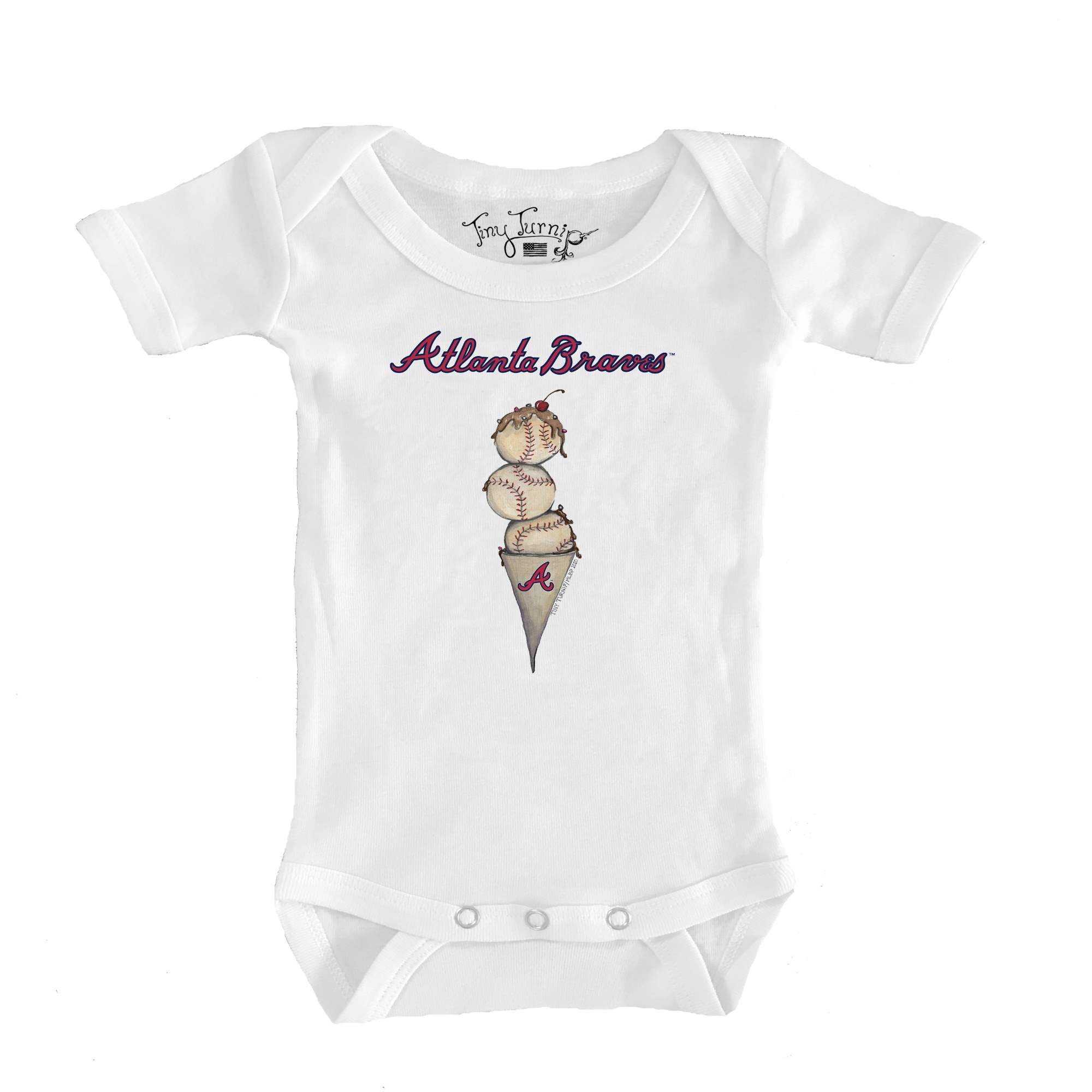 Infant Tiny Turnip White Atlanta Braves Triple Scoop Bodysuit