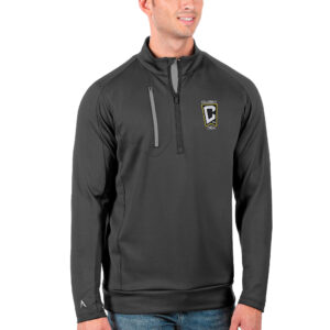 Men's Antigua Gray/Silver Columbus Crew Generation Quarter-Zip Pullover Jacket