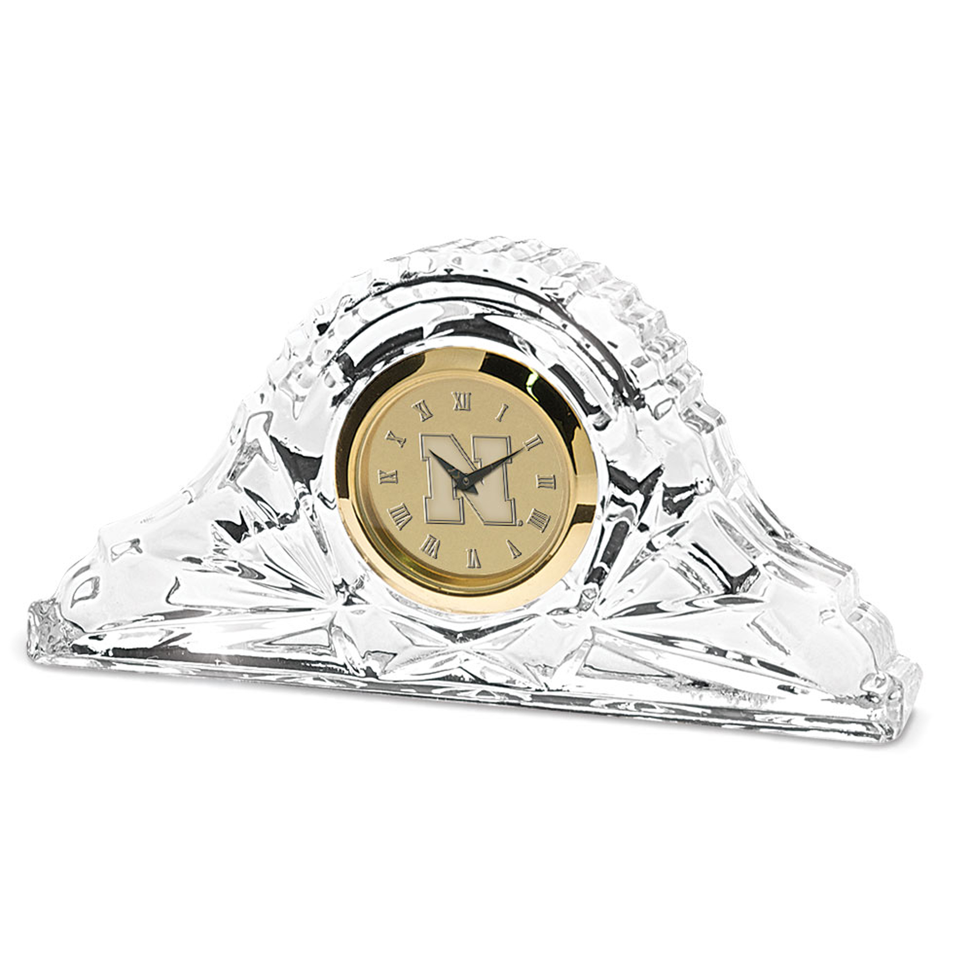 Gold Nebraska Huskers Crystal Clock