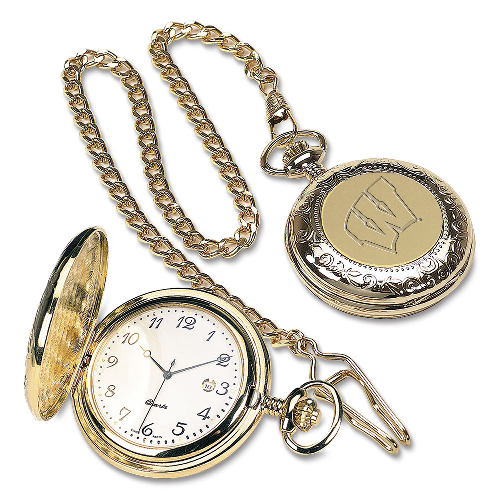 Gold Wisconsin Badgers Pocket Watch