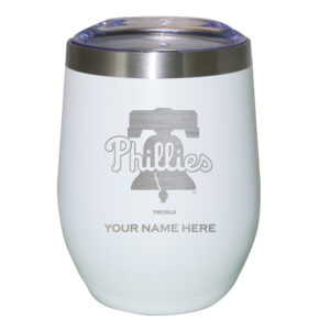 White Philadelphia Phillies 12oz. Personalized Etched Stemless Tumbler