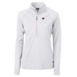 Women's Cutter & Buck White Kansas State Wildcats Adapt Eco Knit Half-Zip Pullover Jacket